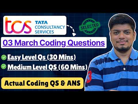 🔥TCS 3 March (Today's) Coding Questions | TCS Actual Coding Questions | TCS NQT TAG Coding Exam