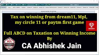 Tax on winning from dream11, MPL, My11Circle | ITR Filing online for Income from dream 11