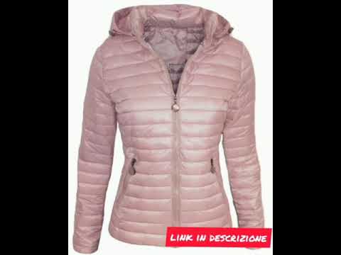 Giubbino donna rosa giacca giubbotto con cappuccio piumino