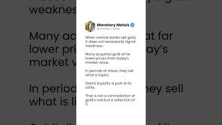 Why Central Banks Selling Gold Isn't Bad News