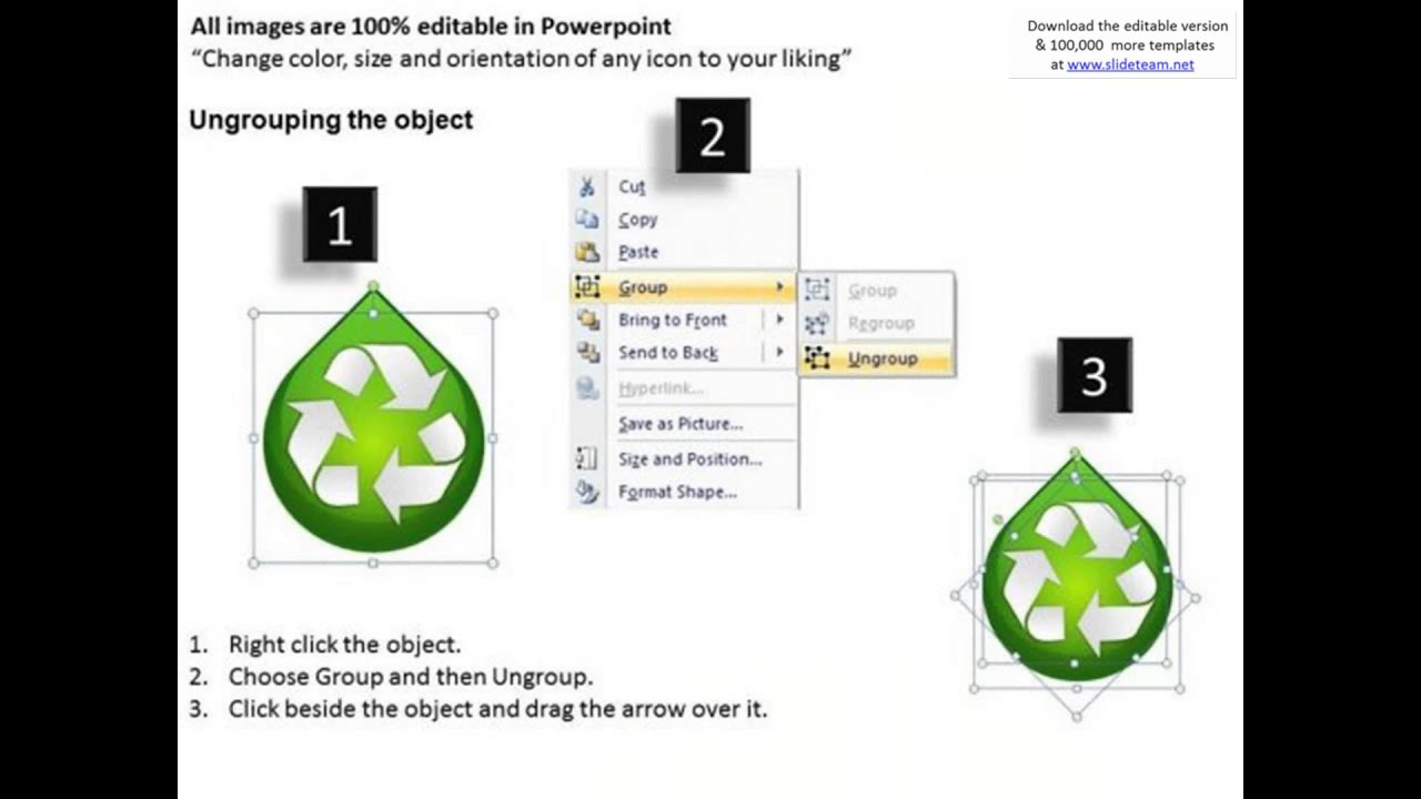 ppt slides recycle symbol on dew drop powerpoint templates presentation infographics slides