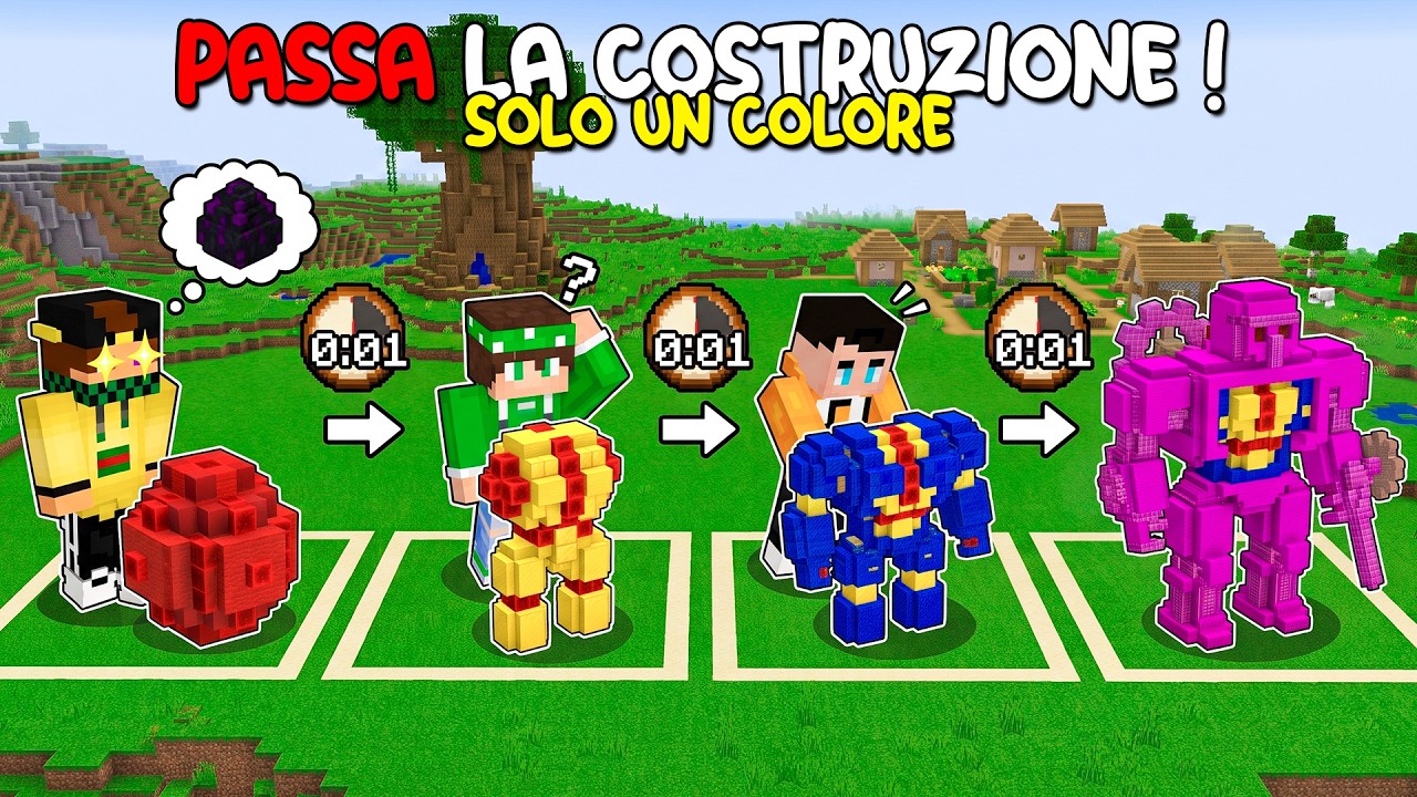 HO GIOCATO a " PASSA la COSTRUZIONE " con SOLO UN COLORE SU MINECRAFT