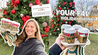 Trying YOUR Favorite Starbucks HOLIDAY DRINKS!! We Actually Found Some Good Ones! | vlogmas day 7