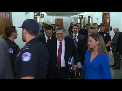 Attorney General William Barr arrives on Capitol Hill Wednesday morning ahead of his testimony before the Senate Judiciary Committee defending his handling of special counsel Robert Mueller's Russia report. (May 1)