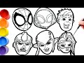 🔴🔴How To Draw Marvel's Spidey and His Amazing Friends and villains faces | DISNEY