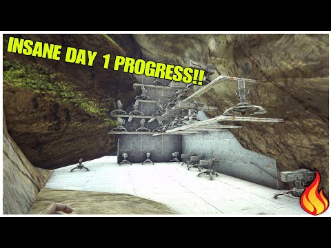 Unraidable RATHOLE/INSANE Day 1 Progress+ MINI RAID!!-ARK Duo PvP