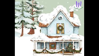 #Christmas House Printable for Holiday Wall Art #Decor Christmas Winter Print, Snow Forest Farmhouse