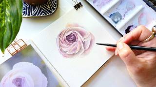 Pink Ranunculus or any Rose Flower in Watercolor | Layered Technique Painting Tutorial