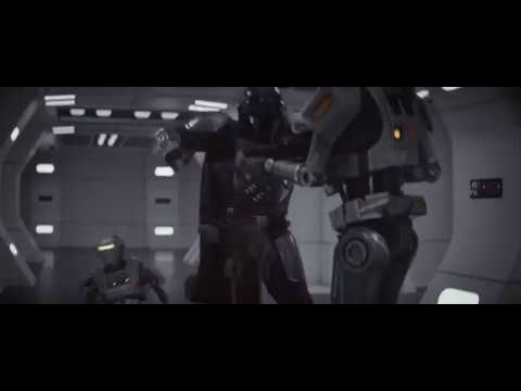 The Mandalorian Fights The Security Droids Scene - The Mandalorian