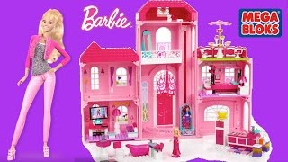 preview picture of video 'Mega Bloks Barbie Build N Style Luxury Mansion with Barbie dolls - Barbie Life in the Dream House'