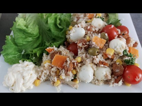 salade de riz au thon et crevettes 🍤