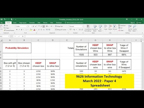 A Level IT 9626 March 2022 Paper 4 -Spreadsheet