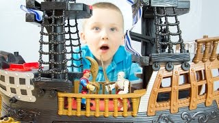 Fisher-Price Imaginext Black and Red Pirate Ship with Jake and the Neverland Pirates
