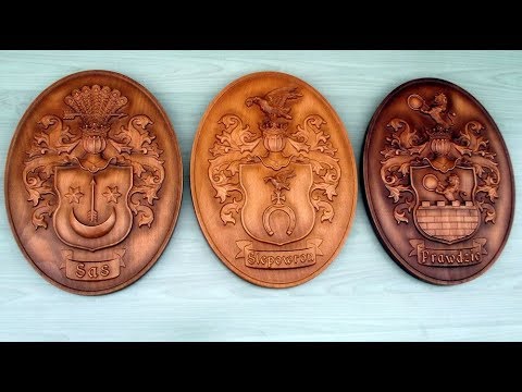 Herby rodowe - płaskorzeźba w drewnie (coat of arms)