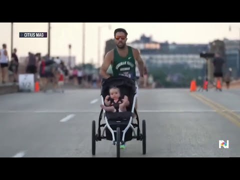 Good News: Dad breaks World Record for mile run while pushing stroller