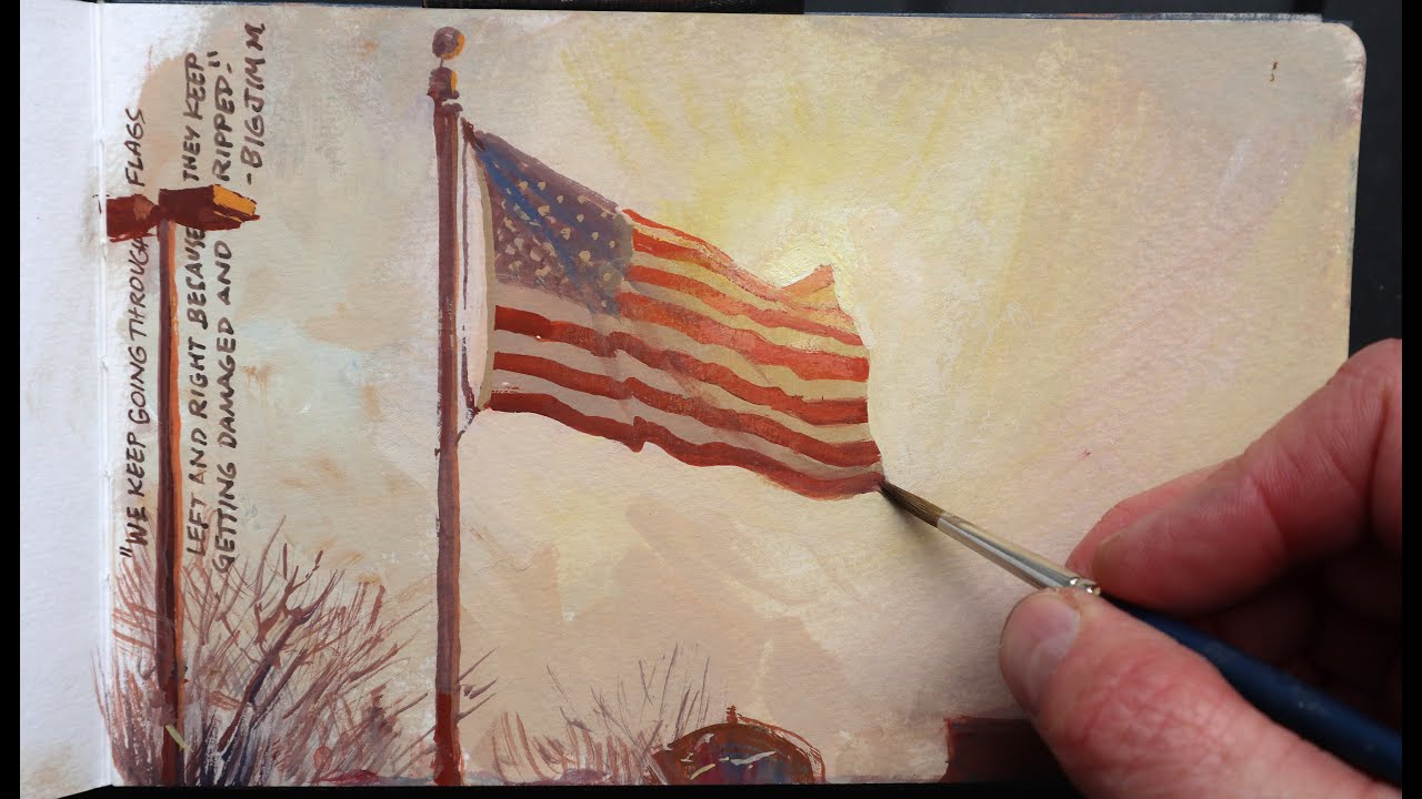 I Paint an American Flag with a Glowing Effect