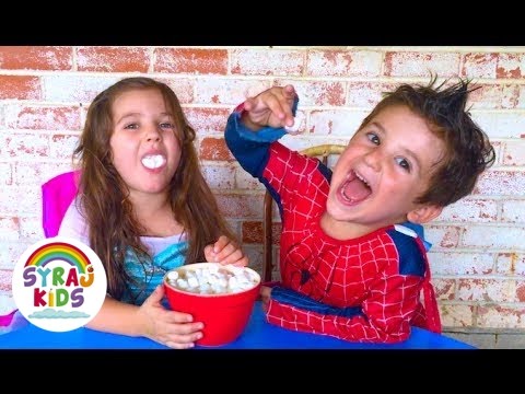 عد مع الاطفال باللغتين العربية والإنجليزية Chubby Bunny Challange | Zaina & Laith