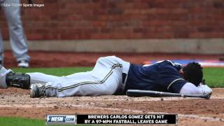 Carlos Gomez Gets Hit In Head By 97-MPH Fastball, Leaves Game