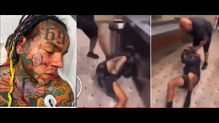 6ix9ine gets Jumped by Latin K*ng g*ng members at LA Fitness Gym after he threw up their set