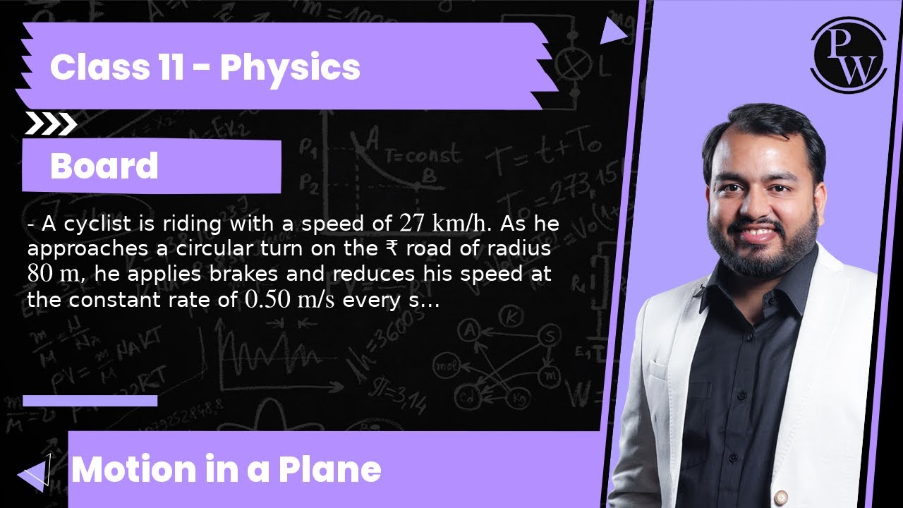 - A cyclist is riding with a speed of 27  km / h. As he approaches a circular turn on the ₹ road ...