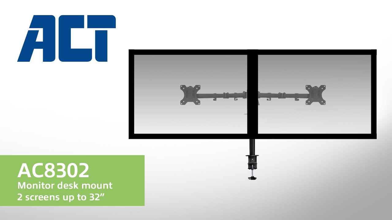 ACT AC8302 Monitor Desk Mount for 2 screens up to 32