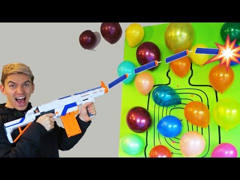 Nerf Gun Balloon Trick Shots! (Guava Juice Nerf Style)