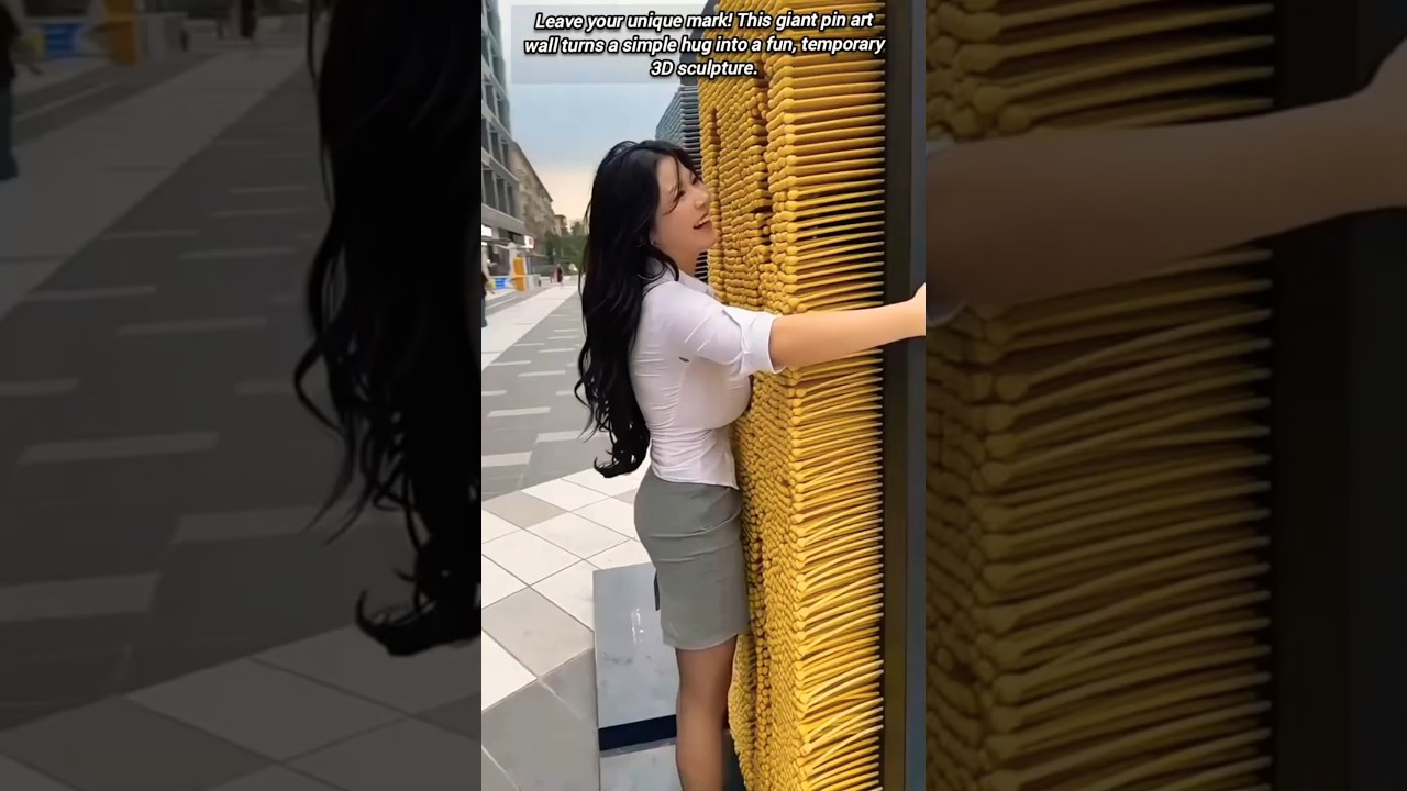 Giant Pin Art Wall Creates Fun 3D Body Impressions.
