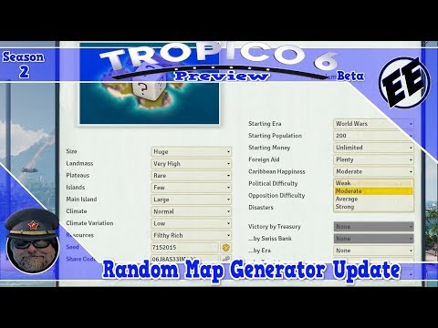 Tropico 6 Beta S2 Ep17 Let's check out the Random Map Generator / @kalypsomediausa #tropico6