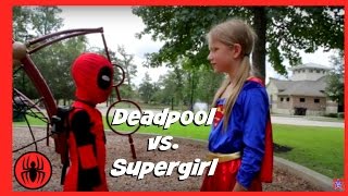 Little Heroes Kid Deadpool Vs Supergirl Real Life Superhero Battle | Nerf Fight Super Hero Kids
