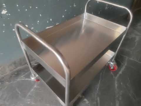 2 shelves stainless steel food serving trolley