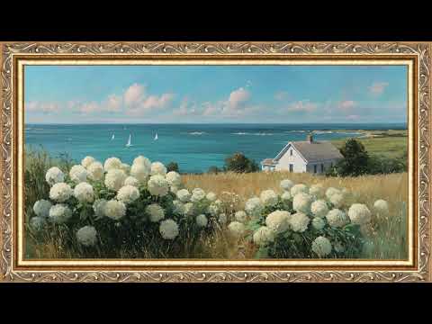 Cottage on the Water Vintage Painting | Gold Frame TV Art | 4k Screensaver for TV