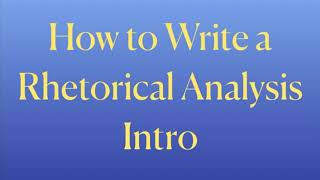 How to Write a Rhetorical Analysis Essay Introduction | Coach Hall Writes