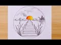 How to draw scenery of Sunrise over the mountains - step by step || Pencil Sketch || landscape