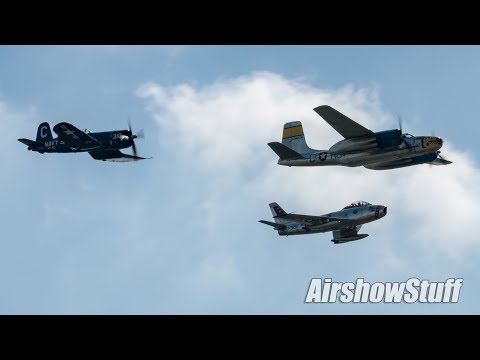 A-26/F-86/F4U/FM-2 Formation Flybys - TBM Avenger Gathering 2018