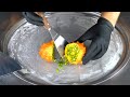 ASMR Fruit With Green Slime Ice Cream Rolls Oddly Satisfying Ear To Ear Sleep Sound No Talking
