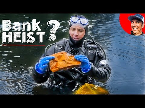 Found STOLEN Bank MONEY BAG Scuba Diving for River Treasure. (What's Inside?) Video