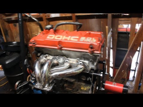 Test fitting a 4g63 turbo manifold on my 420a