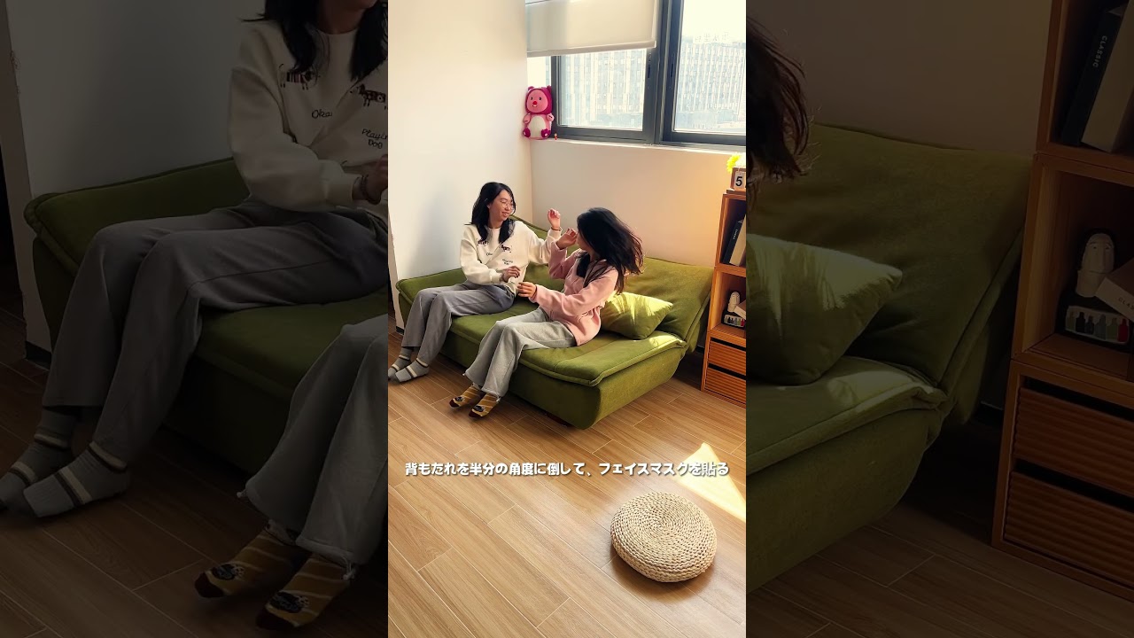 緑のソファーベッドが来た🥰😍😘#ソファーベッド#家具 #多機能家具 #田園風景 #マンション家具