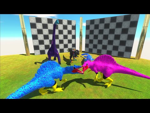 Huggy Wuggy vs Kissy Missy SPINOSAURUS vs BATMAN T-REX DEATH FALL - Animal Revolt Battle Simulator