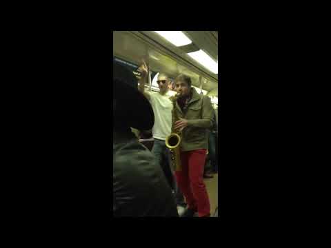 EPIC SUBWAY SAX BATTLE (Both Angles - Extended)