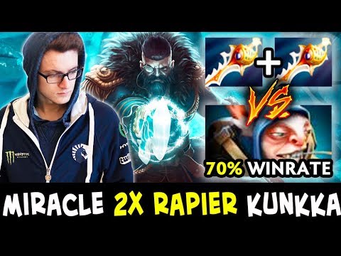 Miracle 2x RAPIER Kunkka vs 70% WINRATE TOP Meepo — super hard game