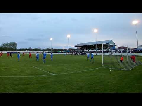 Rob Morgan loops a brilliant header in for the first goal v Frickley. Playoff 01 05 18