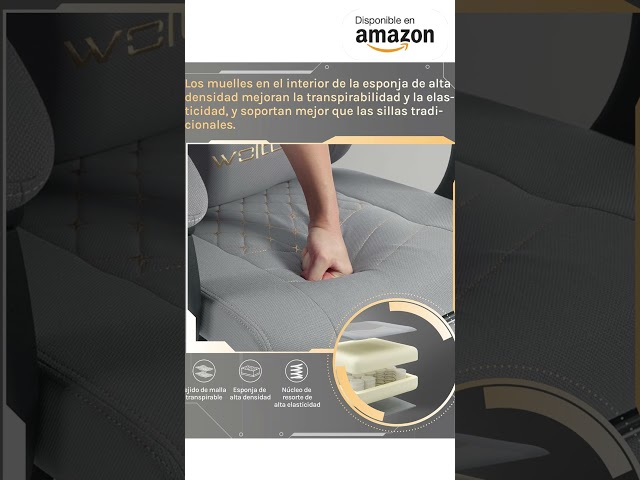 Vídeo relacionado con WOLTU Silla Gaming,Ergonómica Silla Gamer con Soporte Lumbar,Gris+Amarillo
