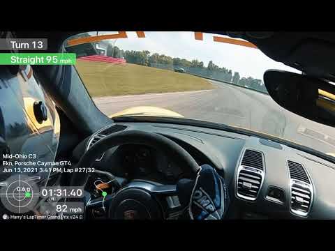 Porsche GT4 lapping Mid-Ohio with OVR PCA June 2021