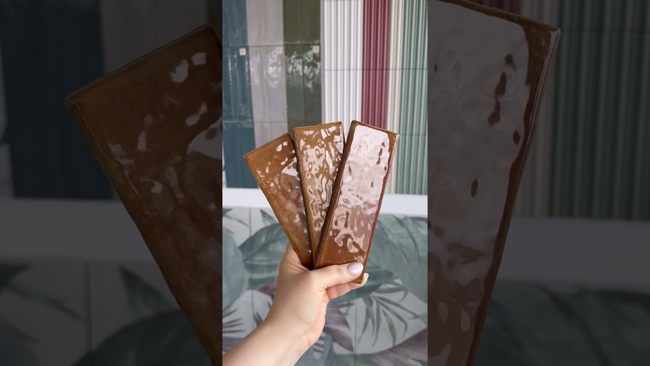 Brązowe kafelki cegiełki, gresowe - Estudio Matcha Cinnamon 6X18,5