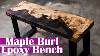 Maple Burl + Epoxy Bench Build - DIY Woodworking