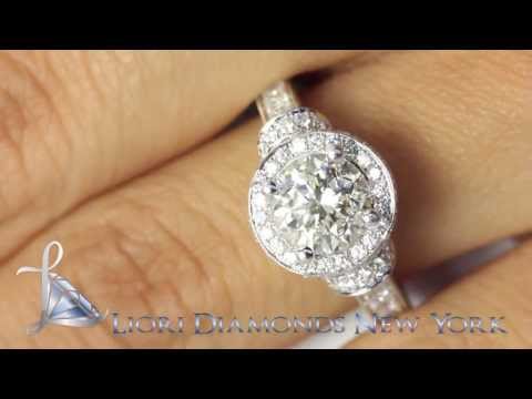ER-0106 - 2.69 Carat G-SI2 Natural Round Diamond Engagement Ring 18k White Gold Pave Halo