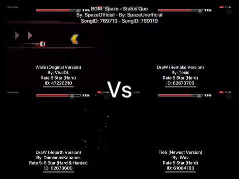 Geometry Dash = WinS Vs DraW (RM) Vs DraW (RB) Vs TieS (Comparison) (Original Vs Remake Vs More)