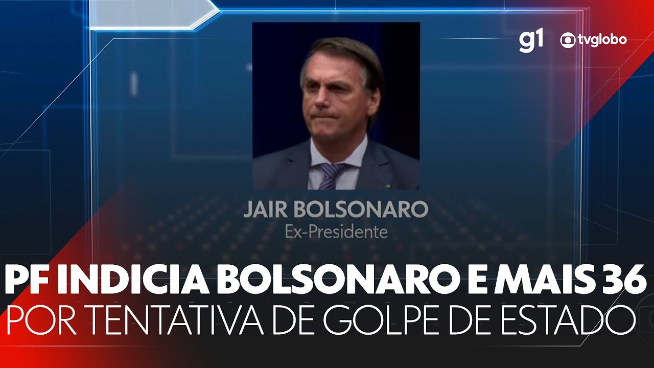 PF indicia Bolsonaro e mais 36 pessoas por tramar golpe de Estado #g1 #JN #noticias