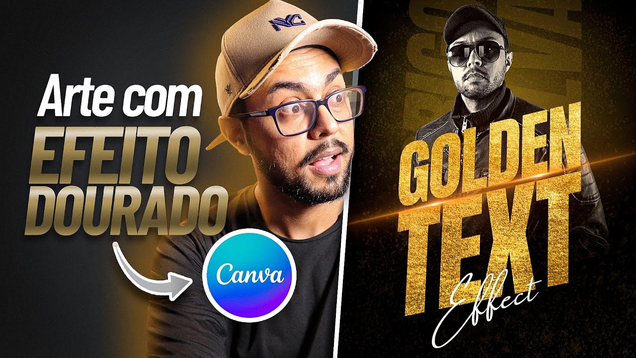 Como Fazer Arte com Efeito de Texto Dourado no Canva (TUTORIAL com TÉCNICAS AVANÇADAS)